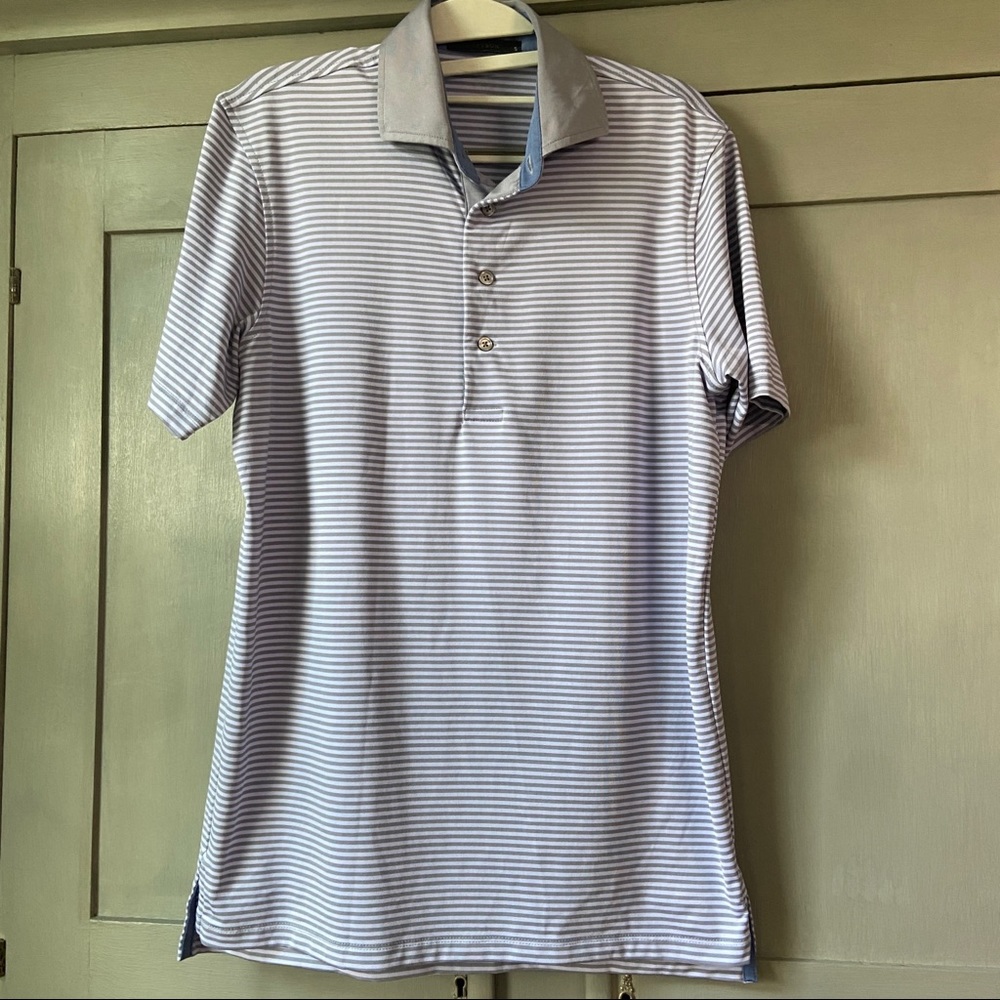 Greyson Golf Polo Purple Lavender Stripe Size Small Stretch Lightweight